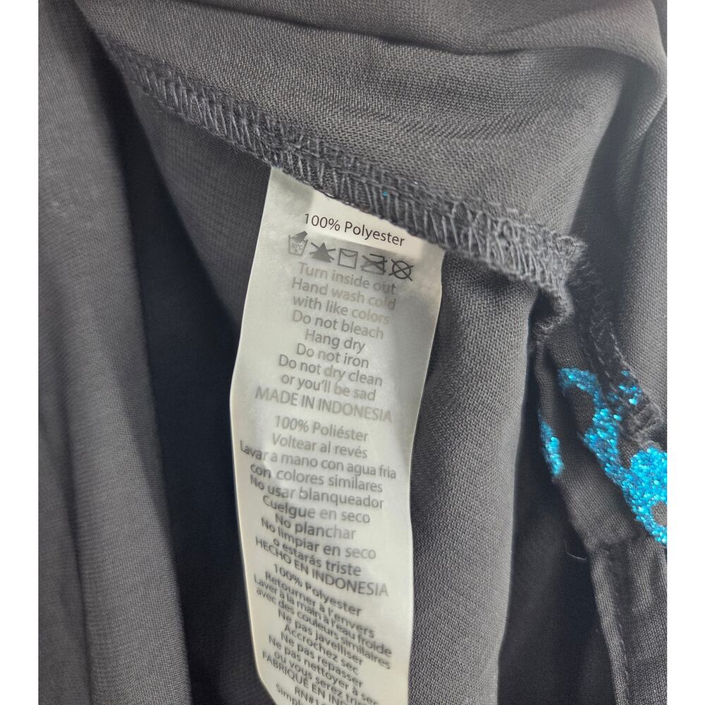LuLaRoe Elegant Joy Black Blue Rose Glitter Long Cardigan Vest Duster NWT Large - Picture 7 of 7